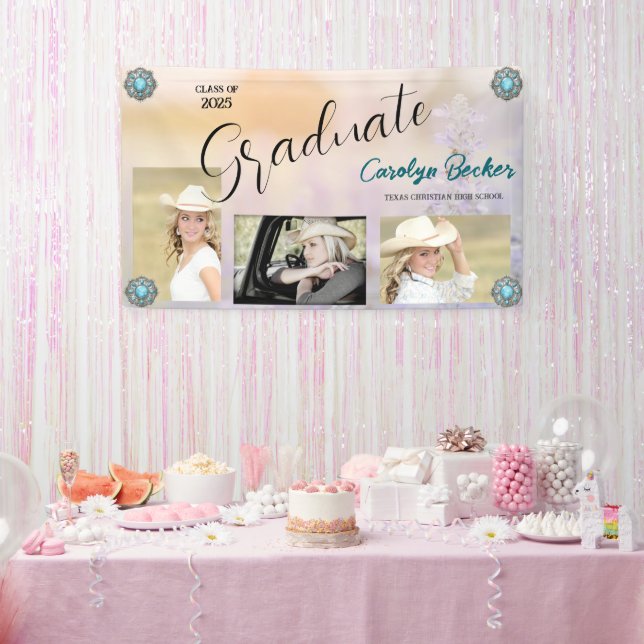Western Cowgirl Photo Graduation Banner (Party)