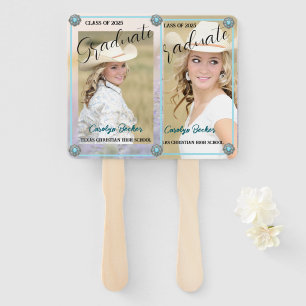 Western Cowgirl Photo Graduation Set of Fans