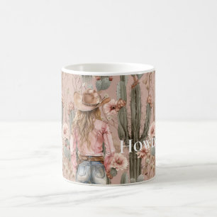 Western Cowgirl Pink Cactus Floral Coffee Mug