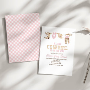 Western Cowgirl Pink Plaid Baby Shower Invitation