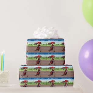 Western Cowgirl Pole Bending Personalised Wrapping Paper