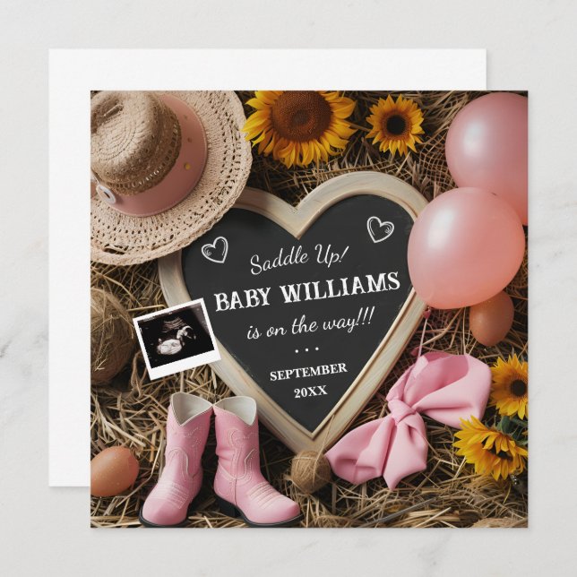 Western Cowgirl Pregnancy Announcement (Front/Back)