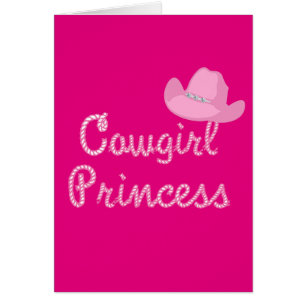 Western Cowgirl Princess Card With Pink Hats