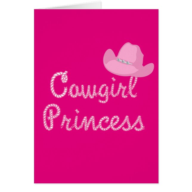 Western Cowgirl Princess Card With Pink Hats (Front)