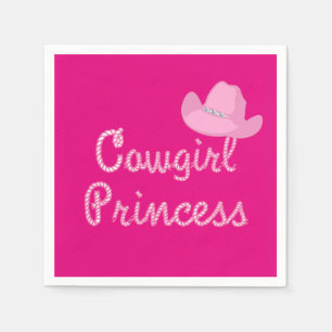 Western Cowgirl Princess With Pink Hat Party Napkin