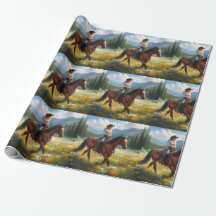 Western Cowgirl Riding Horse  Wrapping Paper