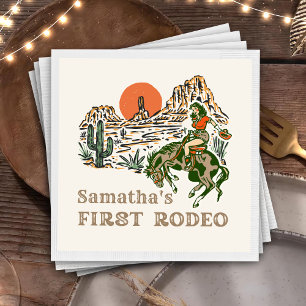 Western Cowgirl Rodeo 1st Birthday Napkins