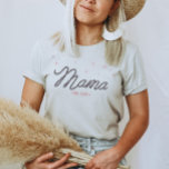 Western Cowgirl Rodeo Personalised Mama T-Shirt<br><div class="desc">Looking for the perfect gift for the best Mama of a little cowgirl? This western mama shirt is the perfect gift for all country lovin' moms! The unique rope font that says "Mama" is surrounded by sparkling pink stars. Easy to personalise the year. This is a great gift for new...</div>