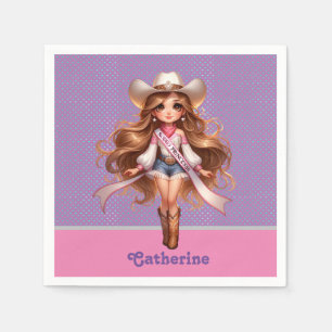 Western Cowgirl Rodeo Princess 1 Personalised Napkin
