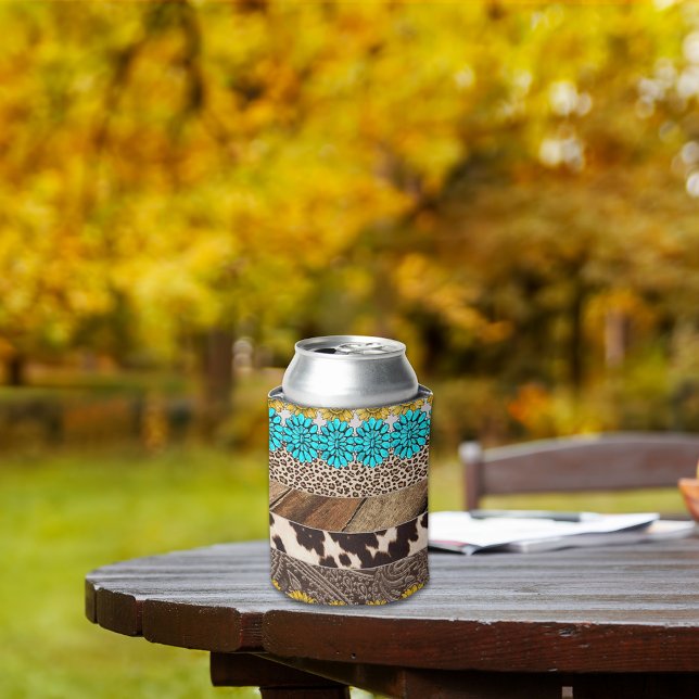 Western Cowgirl Sublimation Faux Leather Patterns Can Cooler (Creator Uploaded)