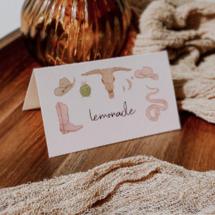 Western Cowgirl Theme Party Food Label Place Card