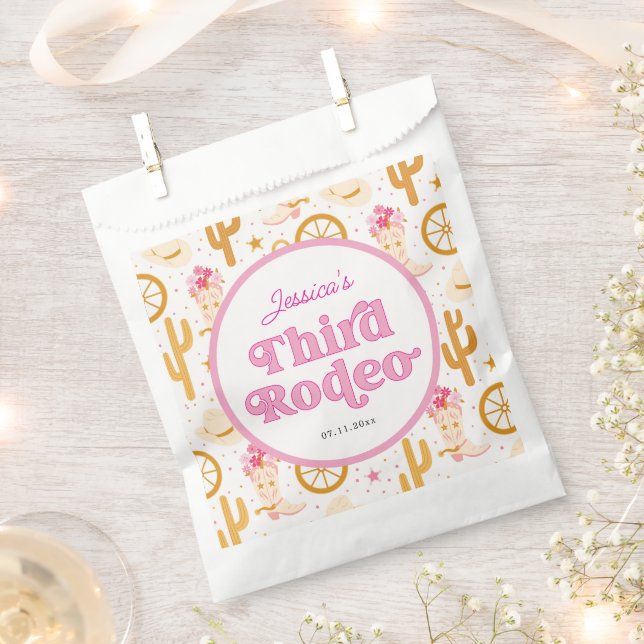 Western Cowgirl Third Rodeo 3rd Birthday Party Favour Bags (Clipped)