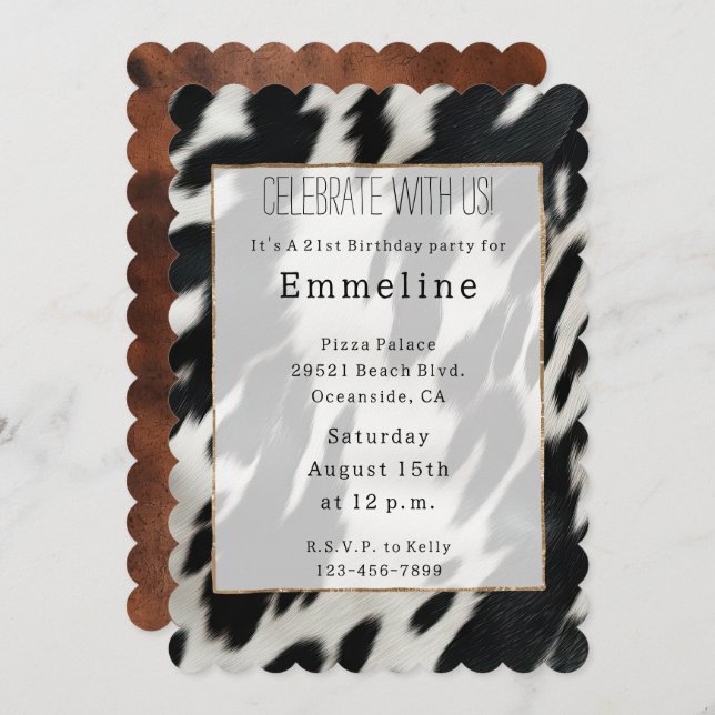 Western Cowhide Animal Print Invitation (Front/Back)