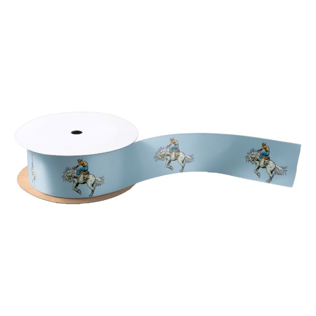 Western Craft Or Gift Wrap Ribbon Bronc Rider Satin Ribbon (Spool)