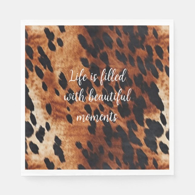 Western Cream Brown Black Cowhide Napkin (Front)