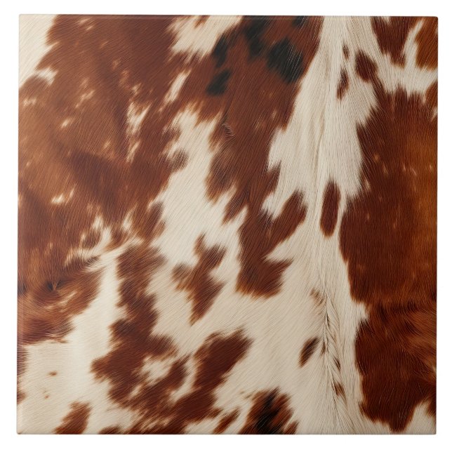 Western Cream Brown Black Cowhide Tile (Front)