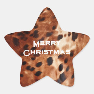 Western Cream Spotted Brown Black Cowhide  Star Sticker