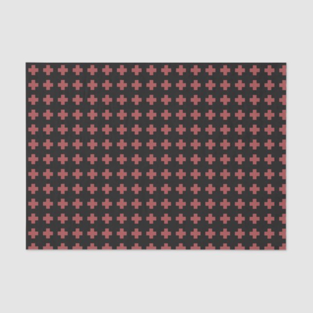 Western Cross Pattern Bold Rustic Red Black Tissue Paper (Front)