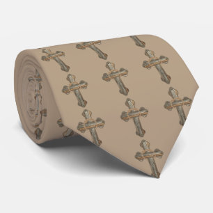 Western Cross With Rope And Conchoe Print Necktie