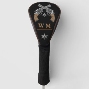 Western Crossed Pistols Sheriff Badge Monogram  Golf Head Cover