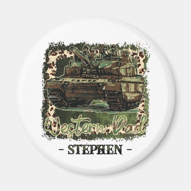 Western Dad Military Tank Camouflage Magnet (Front)
