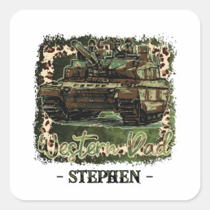 Western Dad Military Tank Camouflage Square Sticker