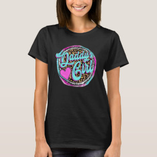 Western Daddy Daddy's Girl Leopard Heart Pink Girl T-Shirt