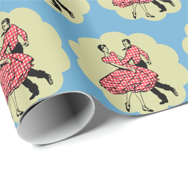 Western Dance Couple Square Dancing Red Outfit Wrapping Paper (Roll Corner)