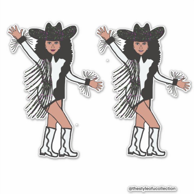 Western Dancer Black White  Fringe #2 (Front)