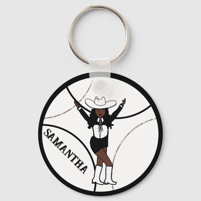Western /Dancer Keychain Black White A (Front)