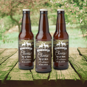 Western Deer The Hunt Is Over Wedding Beer Bottle Label