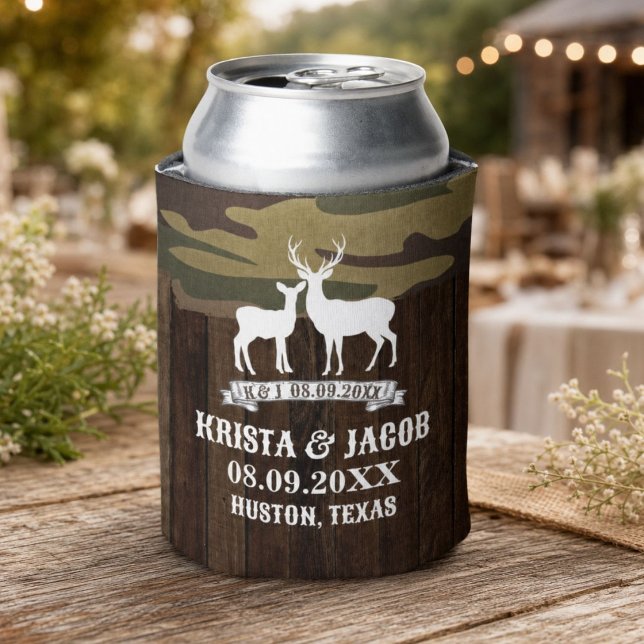Western Deer The Hunt Is Over Wedding Favour Can Cooler (Western Deer The Hunt Is Over Wedding Favor Can Cooler)