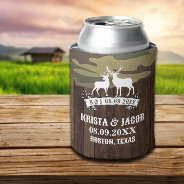 Western Deer The Hunt Is Over Wedding Favour Can Cooler (Western Deer The Hunt Is Over Wedding Favor Can Cooler)