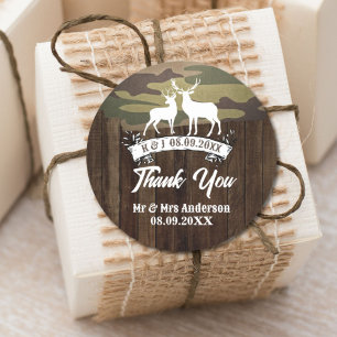 Western Deer The Hunt Is Over Wedding Favour Classic Round Sticker
