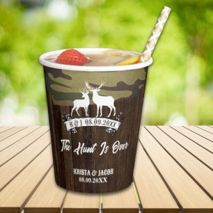 Western Deer The Hunt Is Over Wedding  Paper Cups