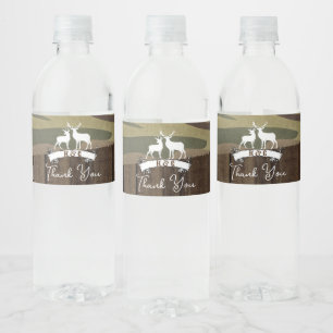 Western Deer The Hunt Is Over Wedding Water Bottle Label