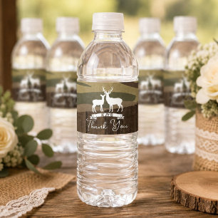 Western Deer The Hunt Is Over Wedding  Water Bottle Label