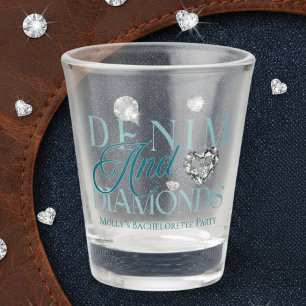 Western Denim and Diamonds Bachelorette Shot Glass