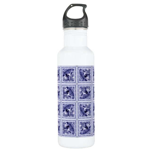 Western Denim Blue Delft Tile 710 Ml Water Bottle (Front)