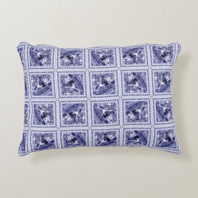 Western Denim Blue Delft Tile  Decorative Cushion (Front)