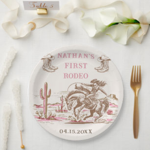Western Desert Boots Rodeo Birthday Paper Plate