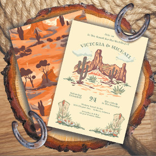 Western Desert Cactus Cowboy Wedding Invitation