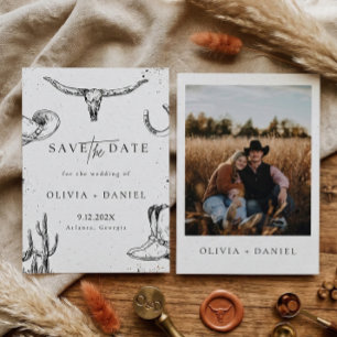 Western Desert Country cowboy Photo Save The Date