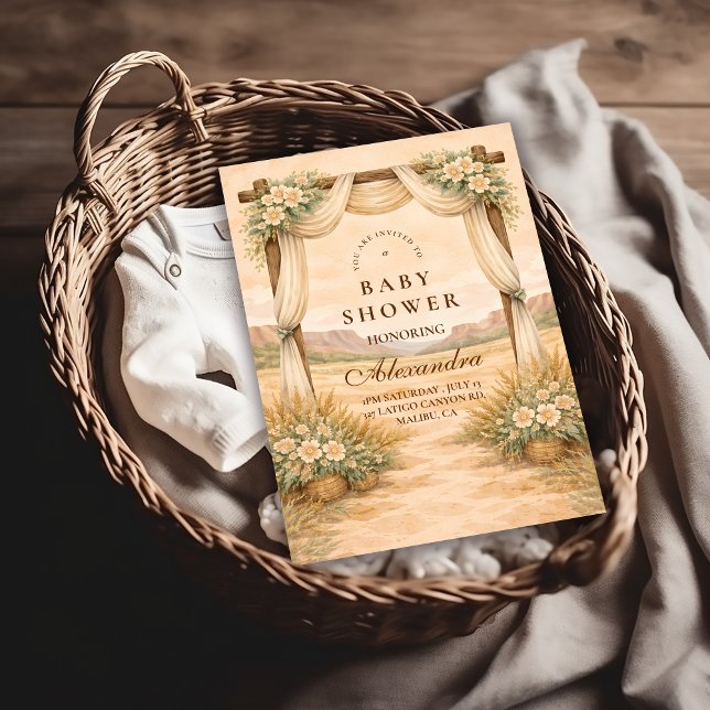 Western Desert Floral Arch Baby Shower Invitation (Creator Uploaded)