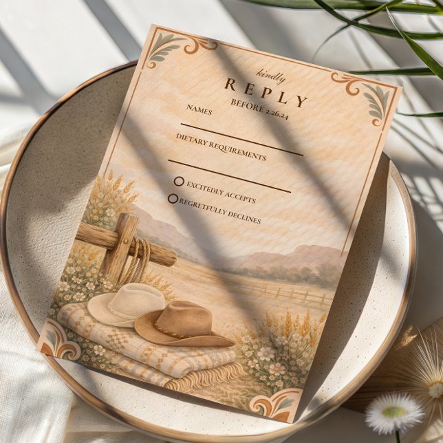 Western Desert Ranch Wedding RSVP Card (Creator Uploaded)