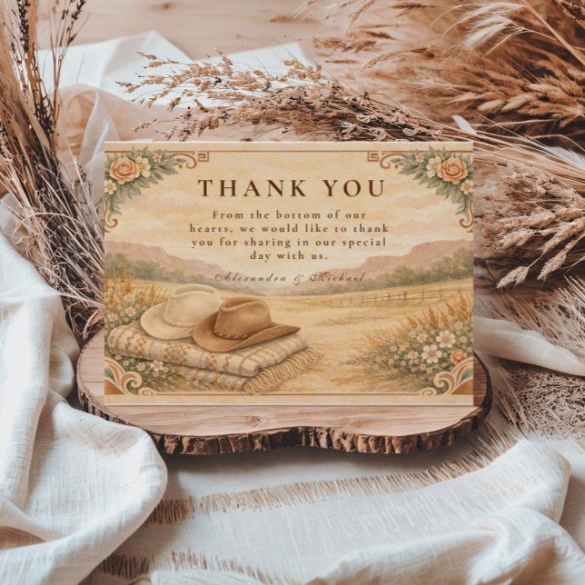 Western Desert Ranch Wedding Thank You Card (Creator Uploaded)