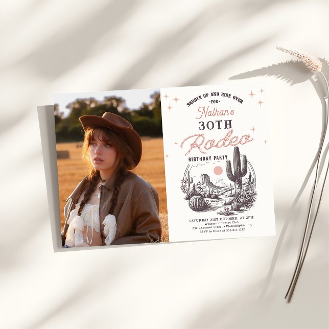 Western Desert Rodeo 30th Birthday Photo Invitation (Creator Uploaded)