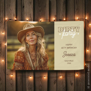 Western Dirty Forty Photo 40th Birthday Party Banner