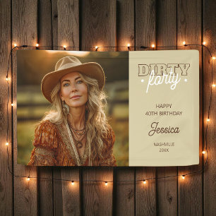 Western Dirty Forty Photo 40th Birthday Party Banner