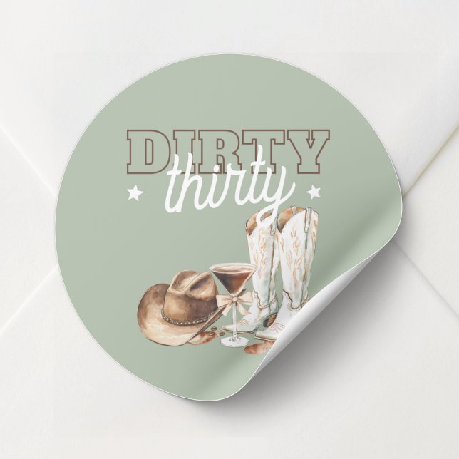 Western Dirty Thirty Cowgirl 30th Birthday Party Classic Round Sticker (Western Dirty Thirty Cowgirl 30th Birthday Party Classic Round Sticker)